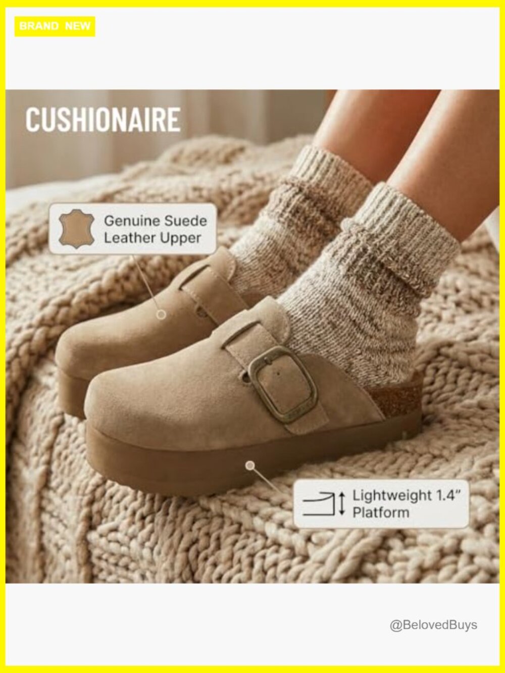 Genuine Suede Cork Footbed Platform Clog, Wide Widths Available - Picture 4 of 7